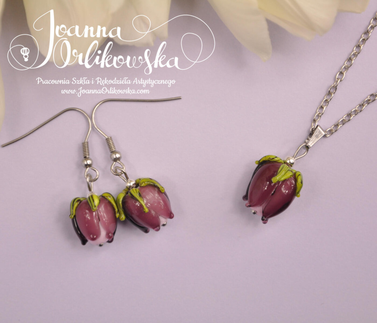 Kolczyki tulipany purpurowe (2)